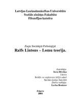 Eseja 'Ralfs Lintons "Lomu teorija"', 5.