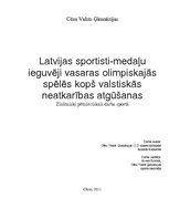 Referāts 'Latvijas sportisti - medaļu ieguvēji vasaras olimpiskajās spēlēs kopš valstiskās', 1.