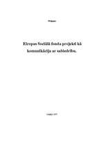 Referāts 'Eiropas sociālā fonda projekti kā komunikācija ar sabiedrību (pētījums)', 1.
