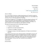 Konspekts 'Erasmus Application Letter', 1.