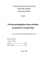 Referāts 'Tūrisma pakalpojumu tirgus attīstības perspektīvas Latvijas tirgū', 1.
