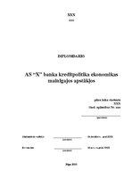 Diplomdarbs 'A/s "X" bankas kredītpolitika ekonomikas mainīgajos apstākļos', 1.