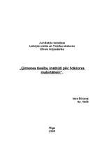 Konspekts 'Ģimenes tiesību institūti pēc folkloras materiāliem', 1.
