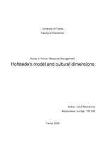 Referāts 'Hofstede’s Model and Cultural Dimensions', 1.