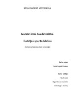 Referāts 'Karatē stilu daudzveidība Latvijas sporta klubos', 1.