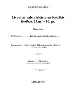 Referāts 'Livonijas valsts iekārta un feodālās tiesības 13.-16.gadsimtā', 1.