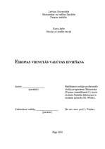Referāts 'Eiropas vienotās valūtas ieviešana', 1.