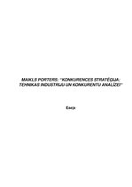 Eseja 'Maikls Porters "Konkurences stratēģija - tehnikas industriju un konkurentu analī', 1.