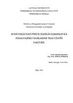 Referāts 'Komunikācijas psiholoģiskās barjeras kā pedagoģisko saskarsmi traucējošs faktors', 1.