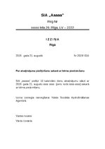 Paraugs 'Izziņa par atvaļinājuma piešķiršanu saistība ar bērna piedzimšanu', 1.