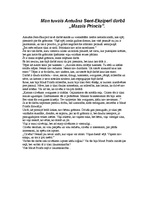 Eseja 'Man tuvais Antuāna de Sent-Ekziperī darbā "Mazais princis"', 1.