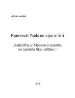 Konspekts 'Raimonds Pauls un viņa solisti', 1.