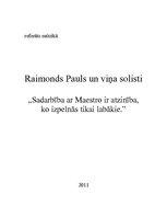 Konspekts 'Raimonds Pauls un viņa solisti', 1.