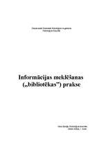 Referāts 'Informācijas meklēšanas ("bibliotēkas”) prakse', 3.