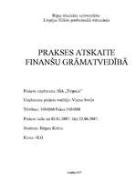 Prakses atskaite 'Prakses atskaite finanšu grāmatvedībā', 1.