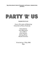 Biznesa plāns 'Party 'R' us - Marketing Plan', 1.