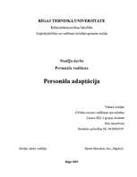 Referāts 'Personāla adaptācija', 1.