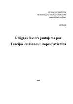 Referāts 'Reliģijas faktors jautājumā par Turcijas iestāšanos Eiropas Savienībā', 1.