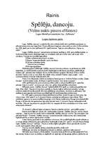Konspekts 'Raiņa luga "Spēlēju, dancoju"', 1.