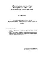 Eseja '20.gadsimta kultūras un komunikācijas procesi Eiropā un Latvijā', 1.