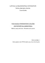 Referāts 'Vielmaiņas intensitātes analīze jeb netiešā kalorimetrija', 1.