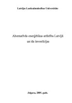 Referāts 'Alternatīvās enerģētikas attīstība Latvijā un tās investīcijas', 1.