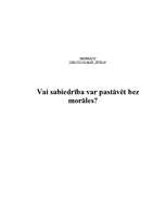 Eseja 'Vai sabiedrība var pastāvēt bez morāles?', 1.