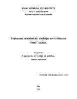 Konspekts 'Uzņēmuma saimnieciskās situācijas novērtēšana un SWOT analīze', 1.