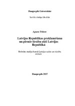 Referāts 'Latvijas Republikas proklamēšana un pirmie tiesību akti Latvijas Republikā', 1.