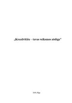 Eseja 'Kreativitāte - tavas veiksmes atslēga', 1.