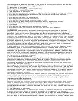 Eseja 'The importance of material heritage to the study of history and culture', 1.