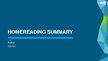 Prezentācija 'Home Reading Summary', 1.