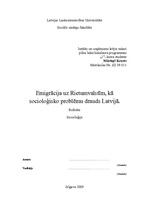 Referāts 'Emigrācija uz Rietumvalstīm kā socioloģisko problēmu drauds Latvijā', 1.