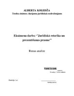 Eseja 'Juridiskā retorika un prezentēšanas prasme. Runas analīze', 1.