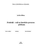 Referāts 'Fraktāļi - ceļš uz haotisko sistēmu pētīšanu', 1.