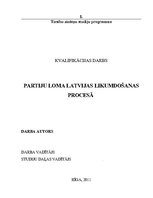 Diplomdarbs 'Partiju loma Latvijas likumdošanas procesā', 1.