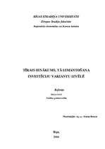 Referāts 'Tīrais ienākums, tā izmantošana investīciju variantu izvēlē', 1.