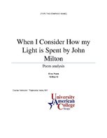 Konspekts '"When I Consider How My Light is Spent" by John Milton', 1.