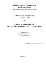 Konspekts 'Kopējais pieprasījums. Multiplikatora (reizinātāja) modelis', 1.