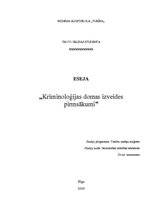 Eseja 'Kriminoloģijas domas izveides pirmsākumi', 1.
