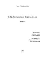 Referāts 'Baptistu draudze', 1.
