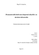 Referāts 'Premenstruālā sindroma simptomi atkarībā no sievietes dzīvesveida', 1.