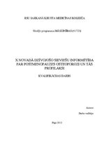 Referāts 'X novadā dzīvojošo sieviešu informētība par postmenopauzes osteoporozi un tās pr', 1.