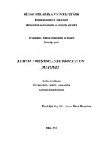 Konspekts 'Lēmumu pieņemšanas process un metodes', 1.