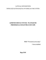 Konspekts 'Svētku dienas plānojums pirmsskolā', 1.