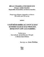 Konspekts 'Uzņēmējdarbība kā inovācijas komercializācijas process. Riski inovatīvajā darbīb', 1.