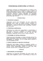 Konspekts 'Globalizācijas priekšrocības un trūkumi', 1.
