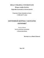Konspekts 'Ekonomiskās sistēmas. Valsts loma ekonomikā', 1.
