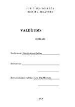 Referāts 'Valdījums', 1.