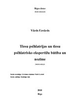 Referāts 'Tiesu psihiatrijas un tiesu psihiatrisko ekspertīžu būtība un nozīme', 1.